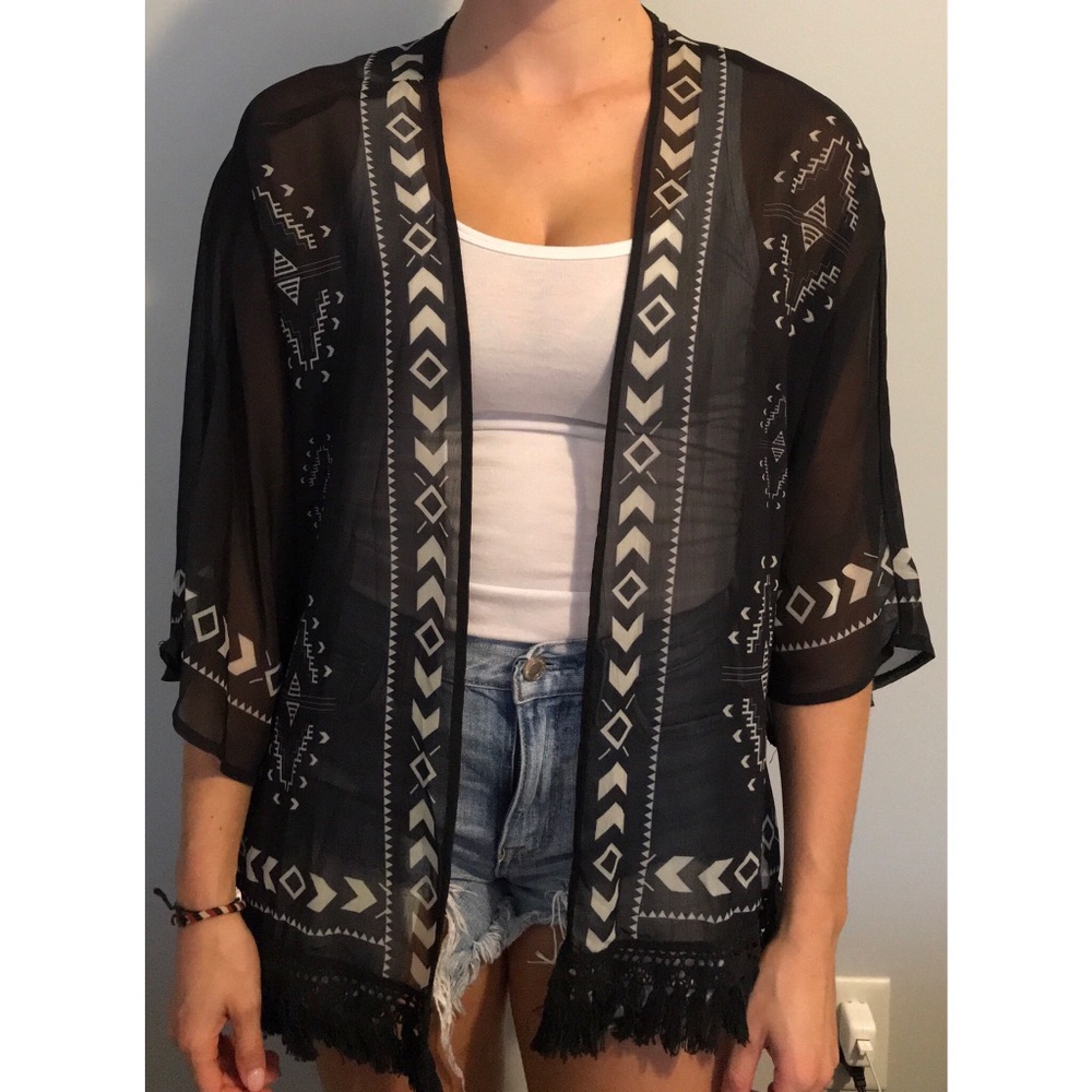 Black Geometric pattern Kimono
